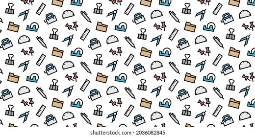 Stationery icon pattern background for website or wrapping paper (Color icon version)