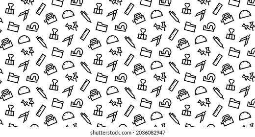 Stationery icon pattern background for website or wrapping paper (Monotone version)