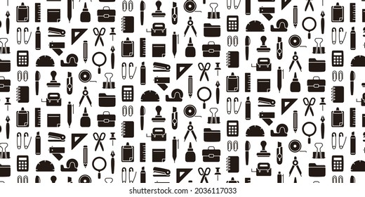 Stationery icon pattern background for website or wrapping paper (Flat icon with white background version)