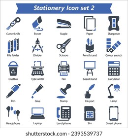 Stationery Icon Set 2, Vector Graphics