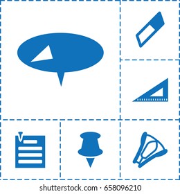 Stationery icon. set of 6 stationery filled icons such as ruler, stapler, paper pin, pin