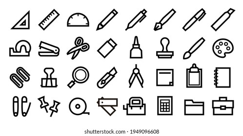 Stationery Icon Set (Bold outline version)