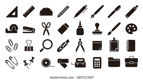 Juego de iconos de diseño (versión de silueta plana)