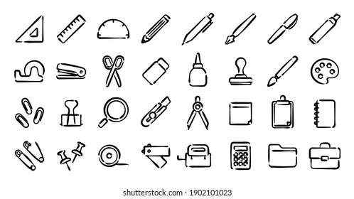 Stationery Icon Set (Hand Draw Version)