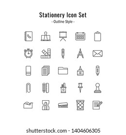 stationery icon set. stationery icons vector. outline icon style design