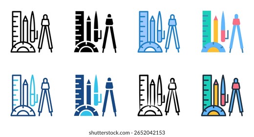 Stationery icon set multiple style collection 
