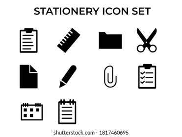 stationery icon set on white background