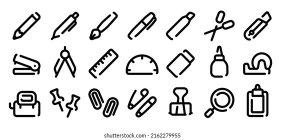 Stationery icon set (Soft bold line version)