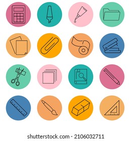 Stationery icon set . Stationery symbol pack vector elements for infographic web. with trend color