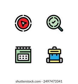 Conjunto de iconos de papelería, Ilustración vectorial, estilo relleno, mejor utilizado para el Web