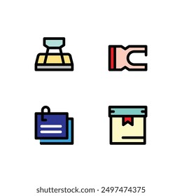 Conjunto de iconos de papelería, Ilustración vectorial, estilo relleno, mejor utilizado para el Web