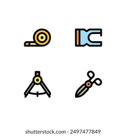 Stationery icon set, vector illustration, filled style, best used for web