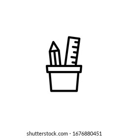 Stationery icon vector in linear, outline icon isolated on white background
