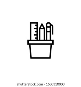 Vektorillustration des Schreibensymbols auf linearem Hintergrund, Kontursymbol einzeln auf weißem Hintergrund