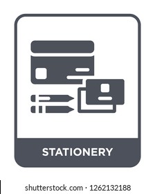 stationery icon vector on white background, stationery trendy filled icons from Startup stategy and success collection, stationery simple element illustration