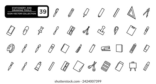 Stationery icons collection, vector icon templates editable and resizable.