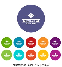 Stationery icons color set vector for any web design on white background