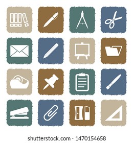 Stationery Icons. Grunge Color Flat Design. Vector Illustration.