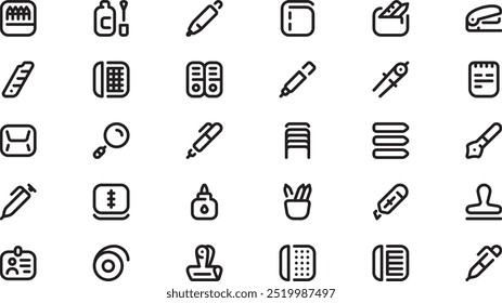 Stationery icons High-Quality Vector Icons Collection with Editable Stroke. Ideal for Professional and Creative Projects.