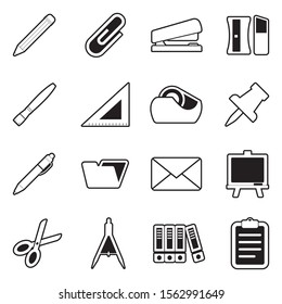 Stationery Icons. Line With Fill Design. Vector Illustration.