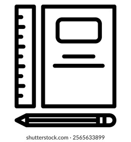 Stationery icons in line style. Related with education, academic subjects and more.