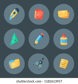 Stationery icons office supply vectorschool tools and accessories set education assortment pencil marker pen isolated on white background illustration