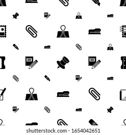 stationery icons pattern seamless. Included editable filled Binder clip, Pin, Cutter knife, Paperclip, Stationery, Stapler, Sharpener icons. stationery icons for web and mobile.