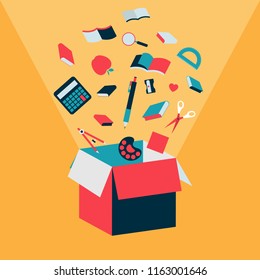 Stationery icons. School tool flat icon. 