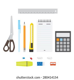 Stationery icons set in flat design