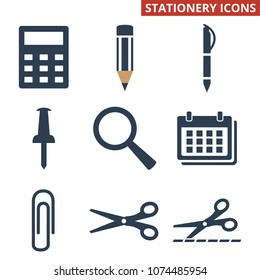 Stationery icons set on white background. Vector illustration