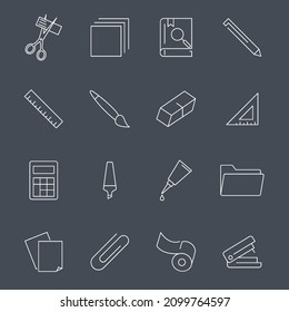 Stationery icons set . Stationery  pack symbol vector elements for infographic web