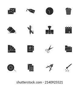 Stationery icons set . Stationery pack symbol vector elements for infographic web