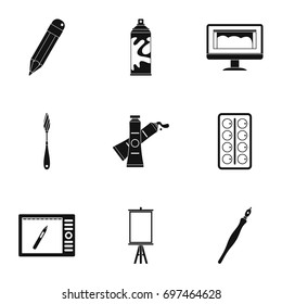 Stationery icons set. Simple set of 9 stationery vector icons for web isolated on white background