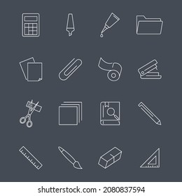 Stationery icons set.Stationery pack symbol vector elements for infographic web