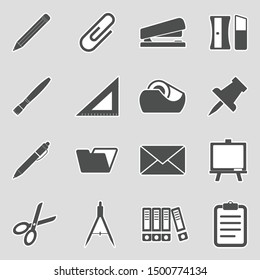 Stationery Icons. Sticker Design. Vector Illustration.