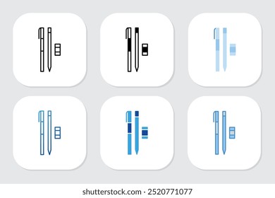 stationery icons with various design styles