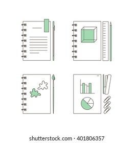 Stationery icons. Vector line set.
