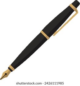 Stationery illustration. A fountain pen is a writing instrument that allows ink to flow smoothly as soon as the nib touches the paper, allowing you to continue writing.