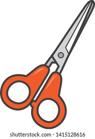 stationery. Image illustration of red scissors