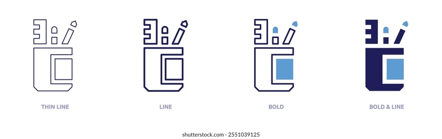 Stationery insights icon in 4 different styles. Thin Line, Line, Bold, and Bold Line. Duotone style. Editable stroke.