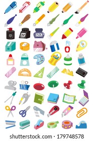 A lot of stationery items