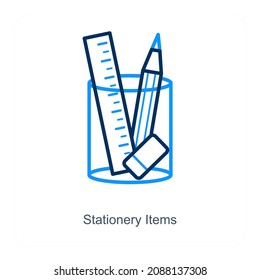 Stationery Or Stationery Items Icon Concept