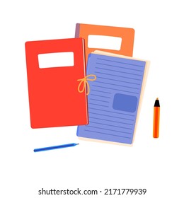 Stationery items for office paper work. Work desk in the middle of the day. Drawstring folders and clear envelopes for papers, marker and pen
