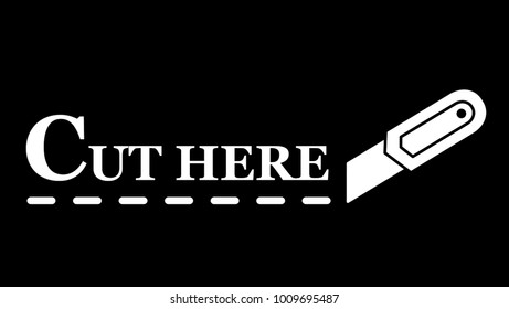 stationery knife with dotted line for cut