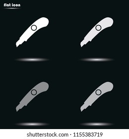 Stationery knife flat grayscale vector icon.