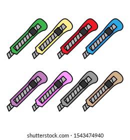 stationery knife flat illustration for design and web.
