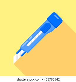 Stationery knife. Flat style icon. Vector design.