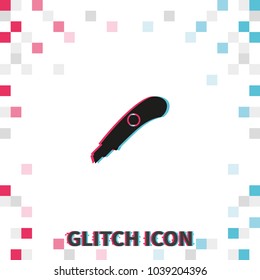 Stationery knife  glitch effect vector icon.