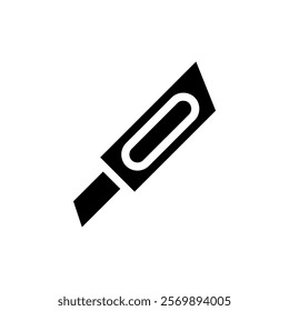 Stationery knife icon. Concept of cutting, crafting, and office supplies.