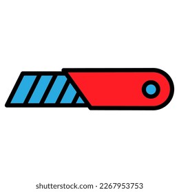 Stationery knife icon line isolated on white background. Black flat thin icon on modern outline style. Linear symbol and editable stroke. Simple and pixel perfect stroke vector illustration